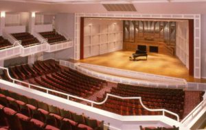 Interior view from above inside Twichell Auditorium