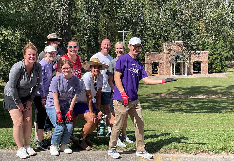 Converse staff assist during cleanup from the hurricane on the campus.